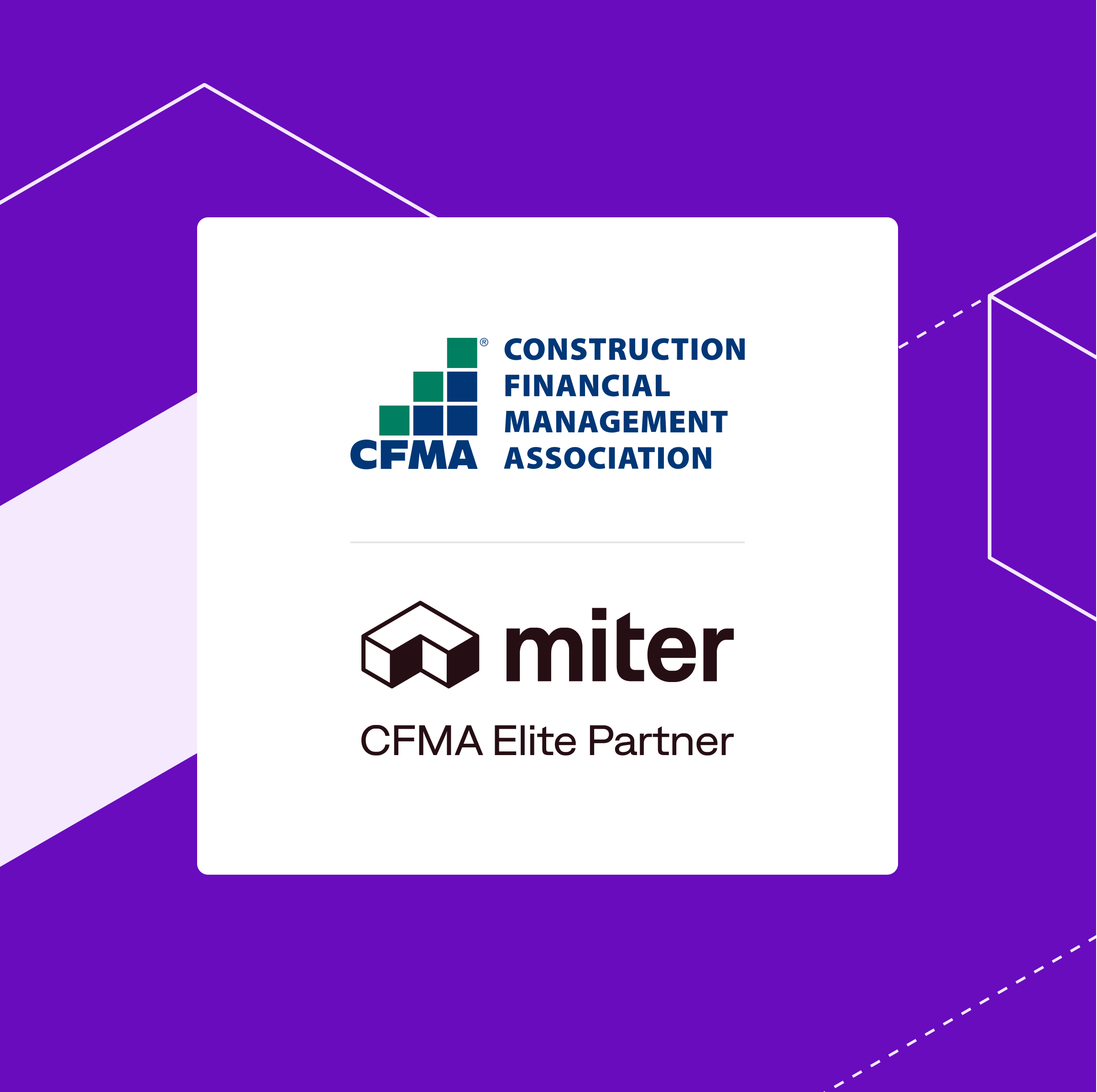 The CFMA logo on top with the Miter logo underneath with the caption "CFMA Elite Partner"