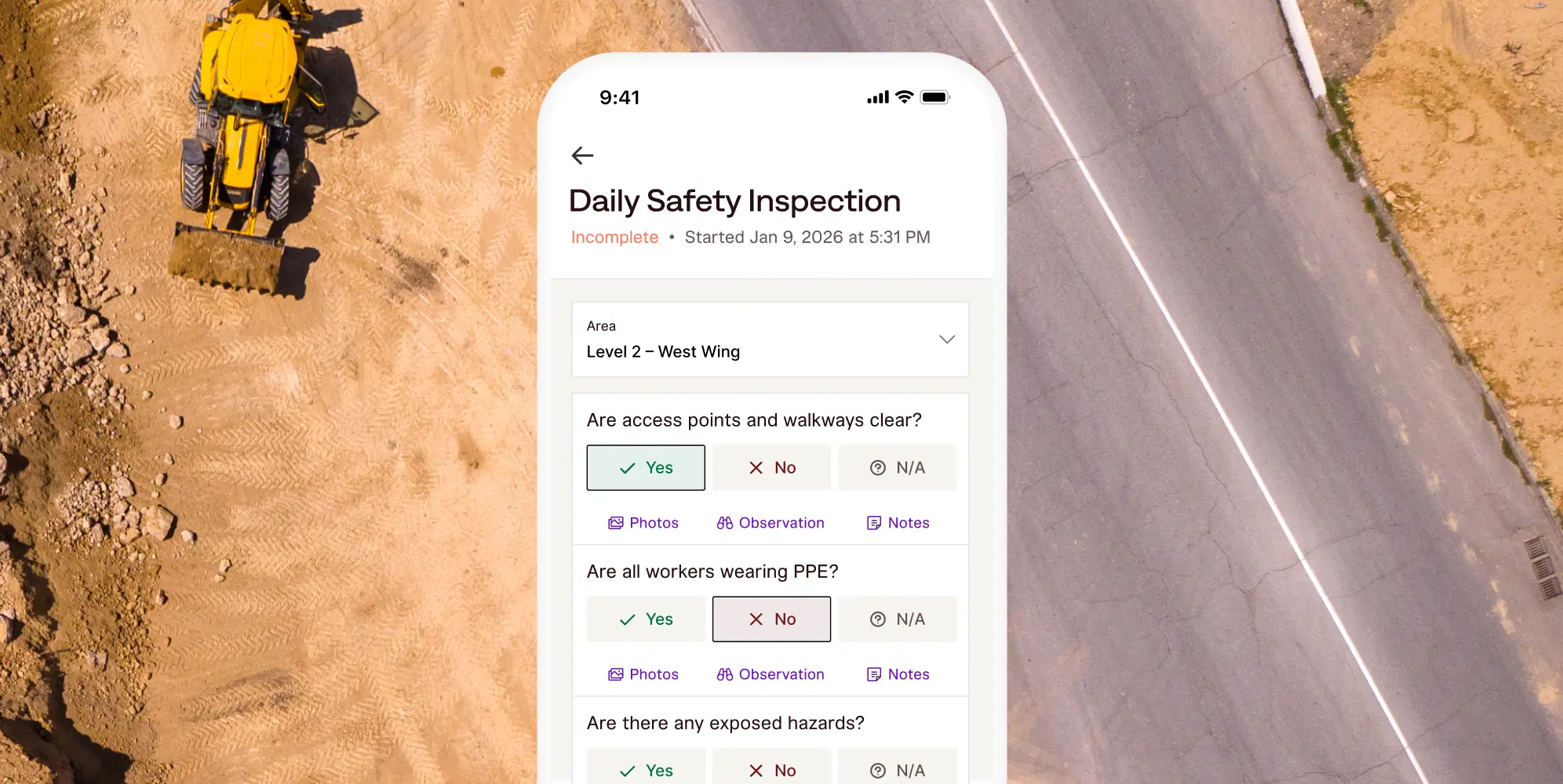 Mobile view of Miter's safety product specifically "Daily Safety Inspection"